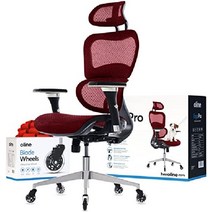 Oline ErgoPro 메쉬사무용 의자 - 4D 조절식 팔걸이 3D 요추 지지대, B 부르고뉴