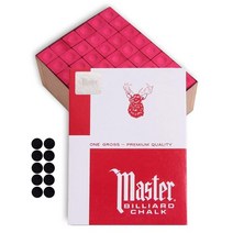Master Chalk Master Billiard 당구 큐 초크 프리미엄 품질 - 1 총 - 144 피스 - 미국 제조 + 당구 테이블 스팟 10 개 (그린), Red