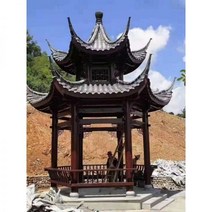 실외정자 원두막 평상 오두막 실외 전망대 안뜰 파빌리온 고대 단단한 나무 육각 방부제 정원 마당 빌라 산책로 레저, 이중층 육각형 이중층 기둥 외부