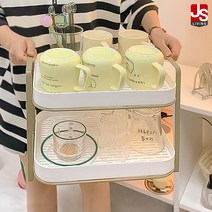 JS리빙 그릇 건조대 식기 주방 선반 다용도 설거지 싱크대 미니 컵 정리함 물빠짐 건조 정리대 접시 물받이 모던 트레이 2단 거치대 화이트 수납 정리 [MD: _48*EH4_6G]