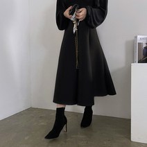 [비비애르] 네오프랜 플레어 A라인 밴딩 롱 스커트 모임 하객스커트