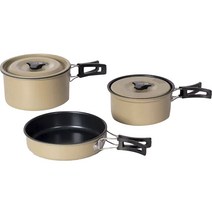 탄씨엔쯔 3~4인용 캠핑 코펠 3종 세트, 1개, 라이스 옐로우