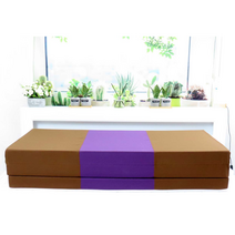 SEJEL.F (세젤에프) 3단 폴리 접이식 매트리스 고밀도 HR스펀지 싱글매트 브라운 & 퍼플 7.5CM, 퍼플 & 브라운