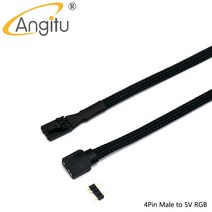 Angitu Corsair 팬/허브/조명 노드/커맨더 RGB 어댑터 케이블 슬리브 3Pin/4Pin 팬 5V 3Pin LED Cable-50cm, 03 4p M to rgb_02 No sleeve