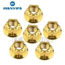 Wanyifa 티타늄 너트 M6M8M10M12M14M16 Torx 플랜지 육각 너트 오토바이 리어 액슬 6pcs, M8+금