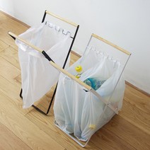철제 접이식 분리수거함 우드손잡이 분리수거대 휴지통 봉투걸이 종량제봉투, 우드분리수거함(중)블랙