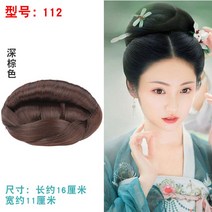 한복 촬영 웨딩 헤어 셀프 올림 똥머리 가채 앤틱 가발머리 연출 뒤통수머리, 112발백 다크브라운
