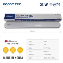 루미탑 Lumi Top 코콤 KOCOM 친환경 LED플러스 일자등 30W 6500K 주광색 (길이600mm*폭60mm), 1개