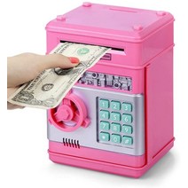 전자 돼지 저금통 금고 어린이를위한 돈 상자 디지털 동전 현금 절약 안전 예금 미니 ATM 기계, 03 Pink