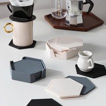 푸코 실리콘 헥사곤 컵받침 티코스터 6개 set, 헥사곤 컵받침세트(블랙)