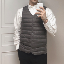 선빈어패럴 남성 V넥 오리털 경량 패딩 조끼