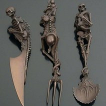 할로윈 선물 해골 칼 세트 빈티지 저녁 식사 테이블 양식기 금속 공예 파티 장식 선물 드롭 배송, 02 GOLD