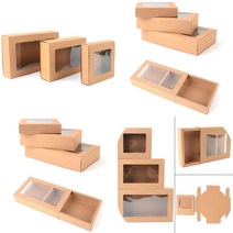 마트498 크라프트 투명창 기프트박스 답례품상자 선물케이스 사각케이스 명절선물 케이크상자 선물포장 선물박, 대