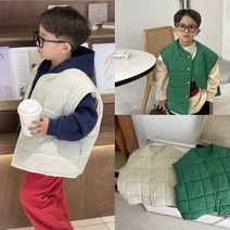 유아 아동 키즈 누빔 조끼 베스트 박시 오버핏 면 아우터