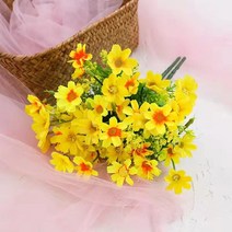 행잉화분걸이 행잉걸이 걸이화분 데이지 작은 신선한 플라스틱 꽃 인공 국화 분재 화분 풍경 홈 장식, 03 Yellow