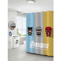 Avengers 디즈니 샤워 커튼 방수 쉼터의 Q 버전 후크와 욕실에 대 한 애니메이션 상품 패브릭 150x180cm, [01] ZZ-1, [07] W180XH220cm
