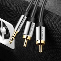 벤션 무산소 3.5mm 스테레오 to 2 RCA 오디오 케이블 블랙 0.5m 2p