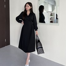 쉐얼유 여성 슈아브 핀턱 A라인 롱원피스