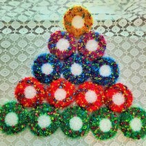 핸드메이드 크리스마스 리스 수세미, 퍼플믹스