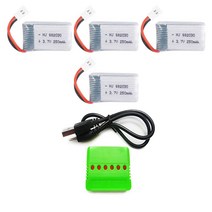 3.7v 250mah 드론배터리충전기세트, (X4) 250mah4개+6in1충전
