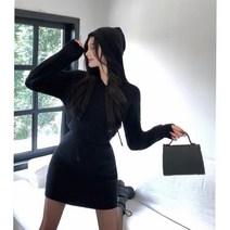 니트 원피스 이너 후드 스타일 W컨셉 데일리룩 긴소매 아우터 핫핑 쉬폰 베니토 프릴 원피스