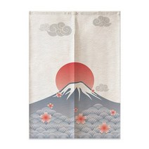 일본 후지 웨이브 체리 도어 커튼 파티션 주방 출입구 장식 커튼 카페 레스토랑 입구 노렌 하프 커튼, 65x90cm, 17