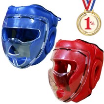 [티맥스] 컨텐더 투명 헤드기어 CHG-739/뒷면벨크로/강화플라스틱/복싱/권투/격투/머리보호/보호대, 파랑