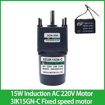 15W 유도 AC 220V 모터 3IK15GN-C 고정 속도 기어 감속기 모터 단상 모터 소형 저속 엔진, 20rpm, 02 20rpm