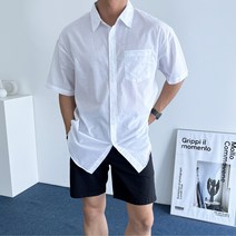 데일트 남자 여름 오버핏 린넨 반팔 셔츠 남방