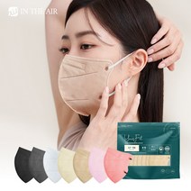 KF94 인디에어 유어핏 귀편한 컬러 새부리형 마스크 대형 50매 에코팩, KF94 유어핏 대형, 베이지 50매