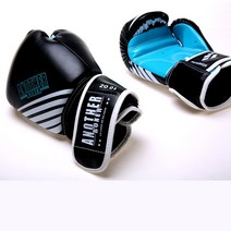권투 장갑 6 12 14oz PU 가죽 무에권투 글러브 남녀 공용 자유 경기 MMA 킥 복싱 훈련, 17 Lake Blue Stripe_01 4oz