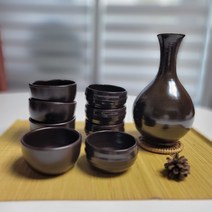 홈파티 혼술 여주도자기 전통 옹기 막걸리잔 동동주잔 술병 호리병 주병세트, 옹기주병