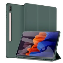 갤럭시탭s7 케이스 북커버 파우치 젤리 키보드 커버 EF-DT970UBKGKR 용 연필, 짙은 녹색, 협력사, 11 인치 S7