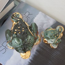 청자 삼족 두꺼비 피규어 장식품 풍수 인테리어 소품 디자인 아이디어 상품, 소