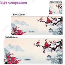 벚꽃 아트 마우스 패드 일본 사쿠라 카드 블랙 테이블 매트 큰 게이머 카펫 게임용 키보드 액세서리, 12+900x350x3mm