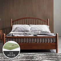 유씨엠 캐스터 고무나무 원목 퀸침대 Q (U5매트포함), 월넛