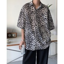 시원한 레오파드 반팔 셔츠 포켓 반소매 표범 호피 남방