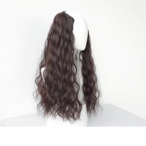 히피 펌 반 가발 U자 형 티안나는 긴 붙임 머리 굵은 곱슬 여성 웨이브 헤어 자연스러운 10 20 30 대, 다크브라운(40cm), FREE SIZE
