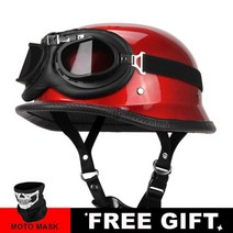 쇼에이 헬멧 풀페이스 반모 DOT 승인 레트로 오토바이 하프 헬멧 빈티지 독일 오픈 페이스 안전모 남녀 공용, XL, 307-Red-Glasses 02