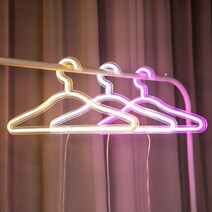 LED 네온사인 옷걸이 인테리어 무드등 화이트, 핑크