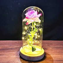 프리저브드플라워 말린꽃다발 D영원한 장미 꽃 야간 조명 3D 테이블 램프 웨딩 파티 장식 발렌타인 데이 선, 04 A-5