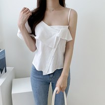 큐브 언발 프릴 나시블라우스