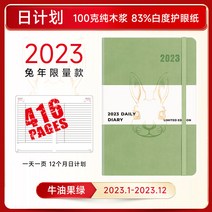 두꺼운노트 수학 오답 풀이 노트 PAPERIDEAS 다이어리 2023 효율성 매뉴얼 416페이지 일일 타임라인 계획 두꺼운 북 캘린더 수기 일정북 365일 엔터프라이즈 커스텀, 08 H대：토끼년식 아보카도 그린