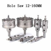 홀쏘 12-160mm TCT 코어 구멍 톱 드릴 비트 금속 스테인레스 스틸 목재 절단 두꺼운 플레이트 커터 드릴링 도구 카바이드 팁, [84] 110mm