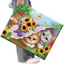 FASEN 액자 보석십자수 캔버스형 DIY 키트 40 x 50 cm, 1세트, FAN15.귀여운 고양이