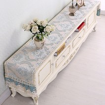 SKANDSALO 식탁보 레이스 패브릭아트 직사각형 거실 화장대 신발장 긴테이블 커버먼지방지 덮개천, T06-먼로 블루, C01-40*180CM(적합 장롱 110-140CM)
