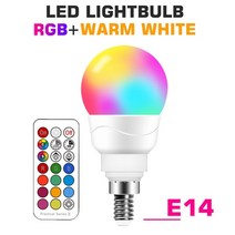 LED 전구 조명 램프 스마트 실내용 e27 e14 gu10 b22 220v 110v magic changeable ir control 장식 rgb white 디밍전구, e14 rgb 따뜻한 흰색