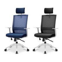 루디스 블랙 화이트 사무용 사무실 회의실 책상의자, 화이트 프레임/아이보리 화이트 등받이/그레이