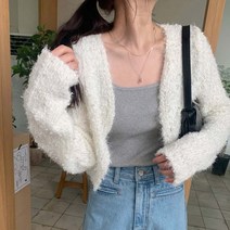 부클 크롭 볼레로 가디건