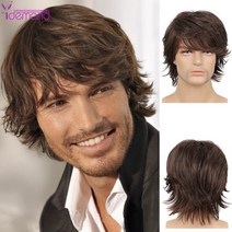 Y 수요 자연 웨이브 브라운 픽시 컷 헤어 짧은 가발 합성 전체 FLEECINESS 현실적인 TOUPEE, 1 PC, A